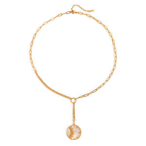 SongYi Fashion Round <strong>Coin</strong> <strong>Necklace</strong> Seashell Pendant Jewelry Plated 18k Gold Sun and Moon <strong>Necklace</strong> - Product Image 6
