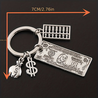 Porte-clés en alliage de zinc modèle Q151, design abaque fait main, motif arbre à monnaie, style art moderne, souvenir, cadeau, pour clés de voiture, avec motif dollar américain, 100 $