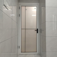 Porte battante moderne à double vitrage, cadre en alliage titane-magnésium, étanche et coupe-vent, pour usage intérieur : appartements, salles de bain, bureaux
