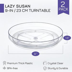 <span class=keywords><strong>Organizador</strong></span> transparente de PET Lazy Susan con divisores extraíbles Cocina 360 Rotación multifuncional <span class=keywords><strong>Giratorio</strong></span> Estante de especias - Product Image 2