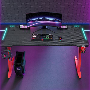 Escritorio Gaming RGB para Deportes Electrónicos con Ajuste <span class=keywords><strong>de</strong></span> Altura, Mesa <span class=keywords><strong>de</strong></span> Computadora <span class=keywords><strong>de</strong></span> Metal y Fibra <span class=keywords><strong>de</strong></span> Carbono, Directo <span class=keywords><strong>de</strong></span> Fábrica para Oficina en Casa - Product Image 4