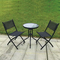 Ensemble table et chaises pliantes 3 pièces en métal au design moderne, hauteur réglable, convertible, pour extérieur, hôtel, cour, parc