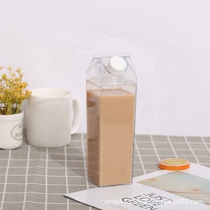 Wholesale Portable Reusable 17 oz 34 Plastic Square <b>Water</b> Bottle Milk Carton for Picnic - Product Image 3