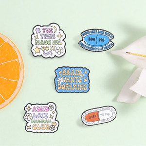 Ensemble d'épingles en émail sur le thème de la santé mentale, TDAH, autisme et broche pilule pour la décoration de sacs à dos - Product Image 1