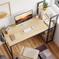 Escritorio Ergonómico Moderno para Computadora con Estantes de Madera Integrados de 4 Niveles para Oficina en Casa y Espacio de Estudio