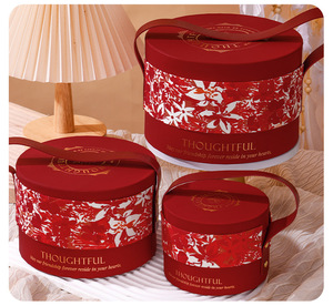 Boîte Cadeau Cylindrique Ronde de Luxe Personnalisée avec Ruban et Poignée, Emballage en <span class=keywords><strong>Tube</strong></span> de Papier à Motif Floral, Cadeau de Mariage, Cadeau d'Anniversaire - Product Image 3