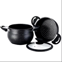 Marmite à Couscous Professionnelle Multifonctionnelle en Aluminium Antiadhésive 20 cm 2 Niveaux à Base Induction Marbre