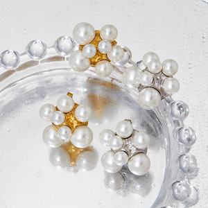 Retro Hypoallergenic Non Tarnish Irregular Flower Pearl Beads <b>Earrings</b> Minimalist Stainless Steel Gold Plated <b>Stud</b> <b>Earrings</b> - Product Image 4
