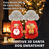 Sweat-shirt d'hiver écologique pour chien avec applique 3D Père Noël et renne Rudolph - Matière coton et polyester - Festif pour Halloween