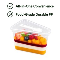 Boîte à dessert carrée jetable en PET, plateau transparent pour gâteau et sandwich, conteneur d'emballage en plastique avec fourchette
