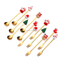Ensemble de couverts de Noël en acier inoxydable avec manches Père Noël, Bonhomme de neige et Renne, coffret cadeau pour les fêtes