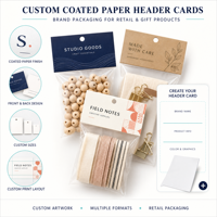 Cartes d'en-tête pliées personnalisées avec logo imprimé en couleur, en carton recyclé, avec trou Euro pour accrocher, pour sacs d'emballage