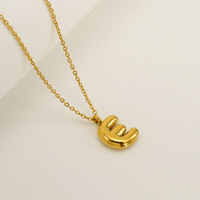 COOL-Collier avec pendentif lettre à bulles en acier inoxydable PVD plaqué or 18 carats pour femmes, bijoux sans ternissure