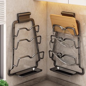 Wall <b>Mounted</b> Kitchen Pot Lid Rack Rectangle Punch Free Storage For Cutting <b>Boards</b> And Utensils - Product Image 1