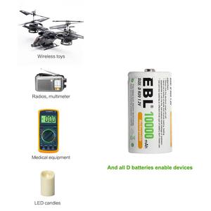 For EBL <b>10000mAh</b> Ni-MH High Capacity D Cell Rechargeable Batteries 4 Pack with New Retail Package for Medical & Toys - Product Image 2