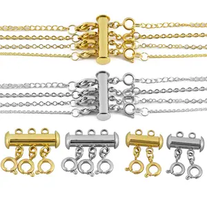 Accessoires en acier inoxydable multi-chaînes Bracelet multicouche collier démêlant Triple couches fermoirs pour la fabrication de bijoux bricolage