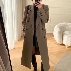 Manteau long trench pour femme de qualité supérieure, col tailleur croisé, tendance - Product Image 6