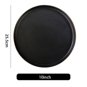 Vajilla Ecológica de Porcelana, Platos de Cerámica, Vajilla Redonda Negra Resistente - Product Image 3