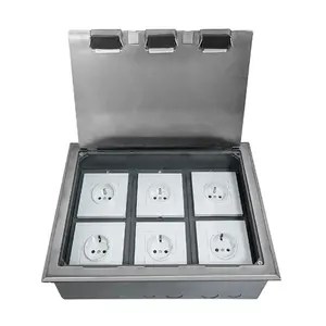 Multifunctional Combination Ground Socket Six-Position Open Floor EU Stainless Steel AC Cable 250V 16A Customizable Outlets UK