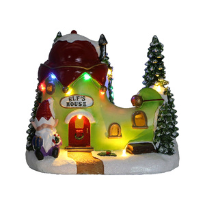 Adorno de resina de Casa de elfo LED de color personalizable, decoración de mesa hecha a mano para vacaciones de Navidad, suministro de <span class=keywords><strong>regalo</strong></span> de calidad - Product Image 1