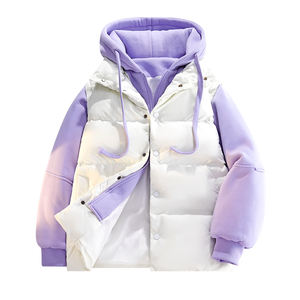 Customized Logo Men's Winter Long Windproof Hooded Stand Collar <b>Fleece</b> <b>Jacket</b> <b>with</b> Bamboo Fiber <b>Lining</b> Color Matching Brand Coat - Product Image 4