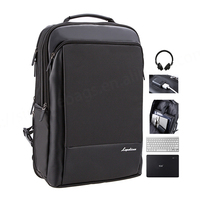 Sac à dos pour ordinateur portable intelligent noir antivol imperméable en polyester avec port USB, logo personnalisable, Oxford, capacité 20-39L, pour hommes d'affaires