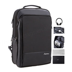 Mochila para ordenador portátil impermeable antirrobo negra inteligente con puerto USB Material Oxford con logotipo personalizable para hombres de negocios - Product Image 6