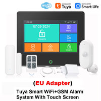 Système d'alarme de sécurité à écran tactile double réseau WiFi/GSM pour toute la maison, application Tuya, télécommande, capteur de porte PIR, Alexa Google Home