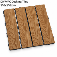 Dalles de terrasse emboîtables en WPC 300x300, grain de bois moderne, teck, antidérapantes pour jardin extérieur, bricolage