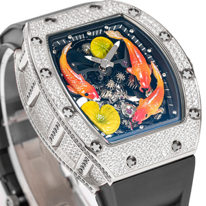 Reloj de Lujo para Hombre, Tourbillon Automático, Mecánico, con Caja con Incrustaciones de Diamantes y Correa de Caucho para Mujer, Reloj con Diamantes - Product Image 4