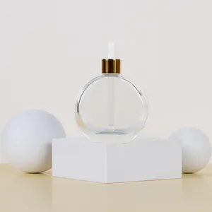 高級50mlスキンケア化粧品透明空エッセンシャルオイルセラムボトルドロッパーガラスボトル
