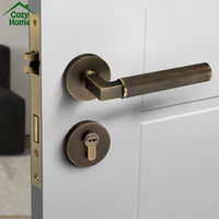 Poignée de porte intérieure avec serrure, en laiton brut, poignée de porte à levier moleté, poignées de porte de luxe modernes, ensemble complet