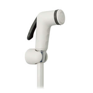 Cabezal de ducha blanco con manguera de 18,8 cm de longitud para uso en el baño - Product Image 1