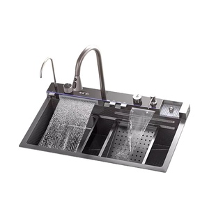 Moderno multifunzione SUS304 in acciaio inox rubinetto da <span class=keywords><strong>cucina</strong></span> singolo lavello <span class=keywords><strong>due</strong></span> fori trattamento superficiale lavello in acciaio inox - Product Image 1