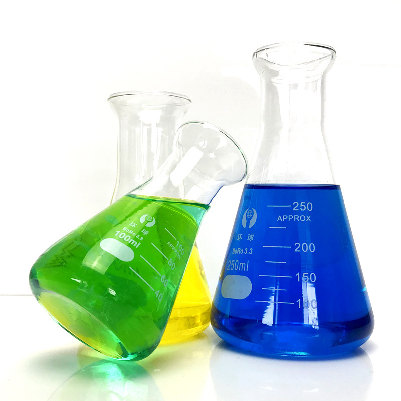 Лабораторная стеклянная коническая колба с пробкой