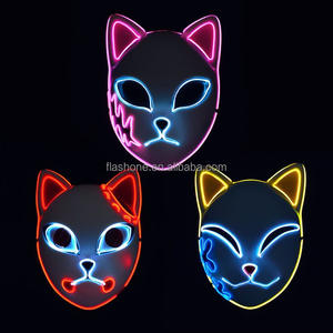 Masque lumineux Led masque lumineux Cosplay renard chat fête masques chat visage <span class=keywords><strong>horreur</strong></span> masque bande dessinée Cosplay adultes - Product Image 1