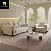 Nordic Style Creme Stoff Wohnzimmer möbel Massivholz Sofa mit Stoff Kunst Teddy Wolle Kreis Boucle Kaschmir für Villen