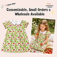 Robe personnalisée pour filles de 2 à 6 ans, imprimé fraises, 100% coton, col Peter Pan brodé, fournie directement par l'usine Puresun