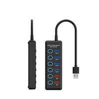 Hub USB 3.0 alimenté 24W à 6 ports avec 4 ports de données haute vitesse 5 Gbps et 2 ports de charge rapide, extension USB multi-ports