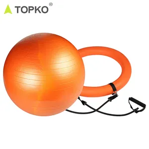 TOPKO ลูกบอลออกกำลังกายกันระเบิด,ลูกบอลโยคะ PVC สีดำพรีเมียมขนาด55ซม.
