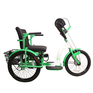 Tricycle à manivelle pour personnes âgées handicapées, cadre en acier avec panier et siège réglable - Product Image 1