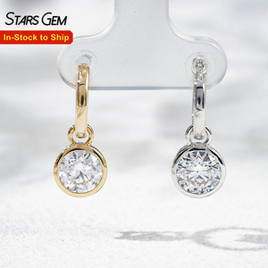 Pendientes de Diamantes Cultivados en Laboratorio StarsGem de Oro Sólido de 18K, 2.19ct, Corte Brillante D VS, Engaste de Bisel, Chapado en Rodio, Lujosos, Unisex, IGI - Product Image 1