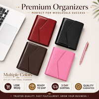 Carnet de notes Hongbo 4 couleurs en cuir verni A6 avec 6 anneaux dorés, organiseur de budget, planificateur, journal, avec sac et chaîne inclus