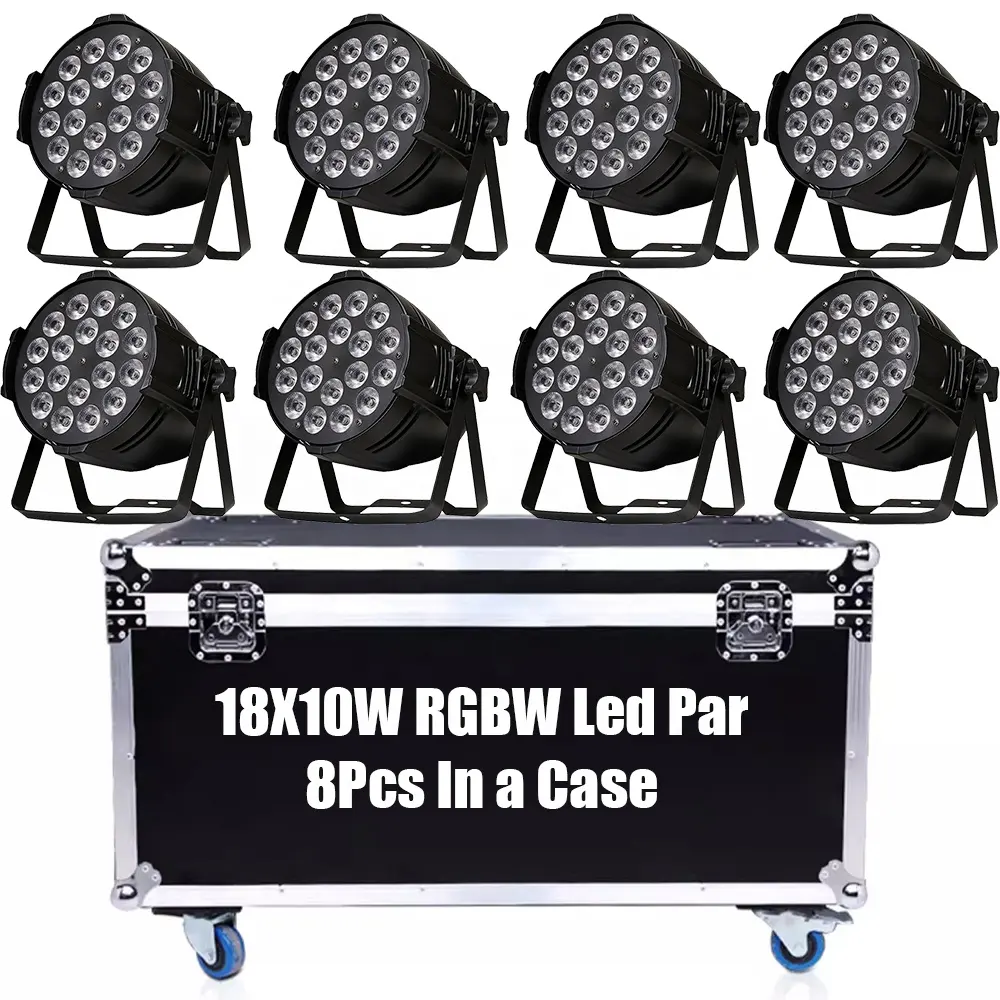 8Pcs In 1 Flycase Package 18X10W RGBW Full Color Led Par Light Hand In Hand Connect DJ Disco Stage Lighting DMX 512 Lamp