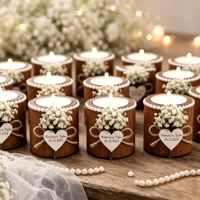 Bougie parfumée en cire de soja avec fleurs séchées et étiquette personnalisée en forme de cœur pour mariage, fête prénuptiale ou anniversaire