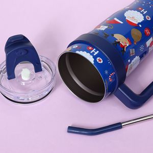 Christmas 40oz Stainless Steel Tumbler Double Wall Vacuum Insulated With Handle And Straw For Travel - Product Image 3