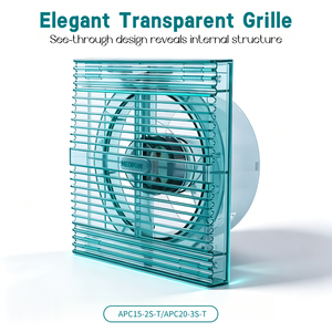 Ventilateur d'extraction de salle de bain NEDFAN à fixation sur fenêtre, ventilateur axial en plastique de 14 pouces, AC 220V~240V APC15-2S-T/APC20-3S-T - Product Image 2