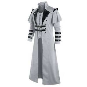 Costumes de Cosplay de dessin animé médiéval BAIGE vêtements pour hommes, veste longue noire Vintage gothique Steampunk Trench <span class=keywords><strong>Noble</strong></span> Knight - Product Image 5