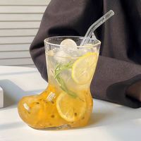 Gobelet en verre en forme de botte de 400 ml avec paille pour usage extérieur – Outils pour café et thé