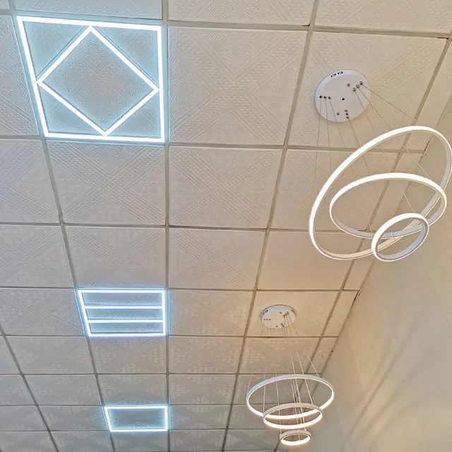 एलईडी रैखिक पैनल लटकन प्रकाश भोजन कक्ष के लिए दो वर्ग फ्लैट एलईडी पैनल कार्यालय प्रकाश व्यवस्था के लिए छत एलईडी backlight पैनल प्रकाश